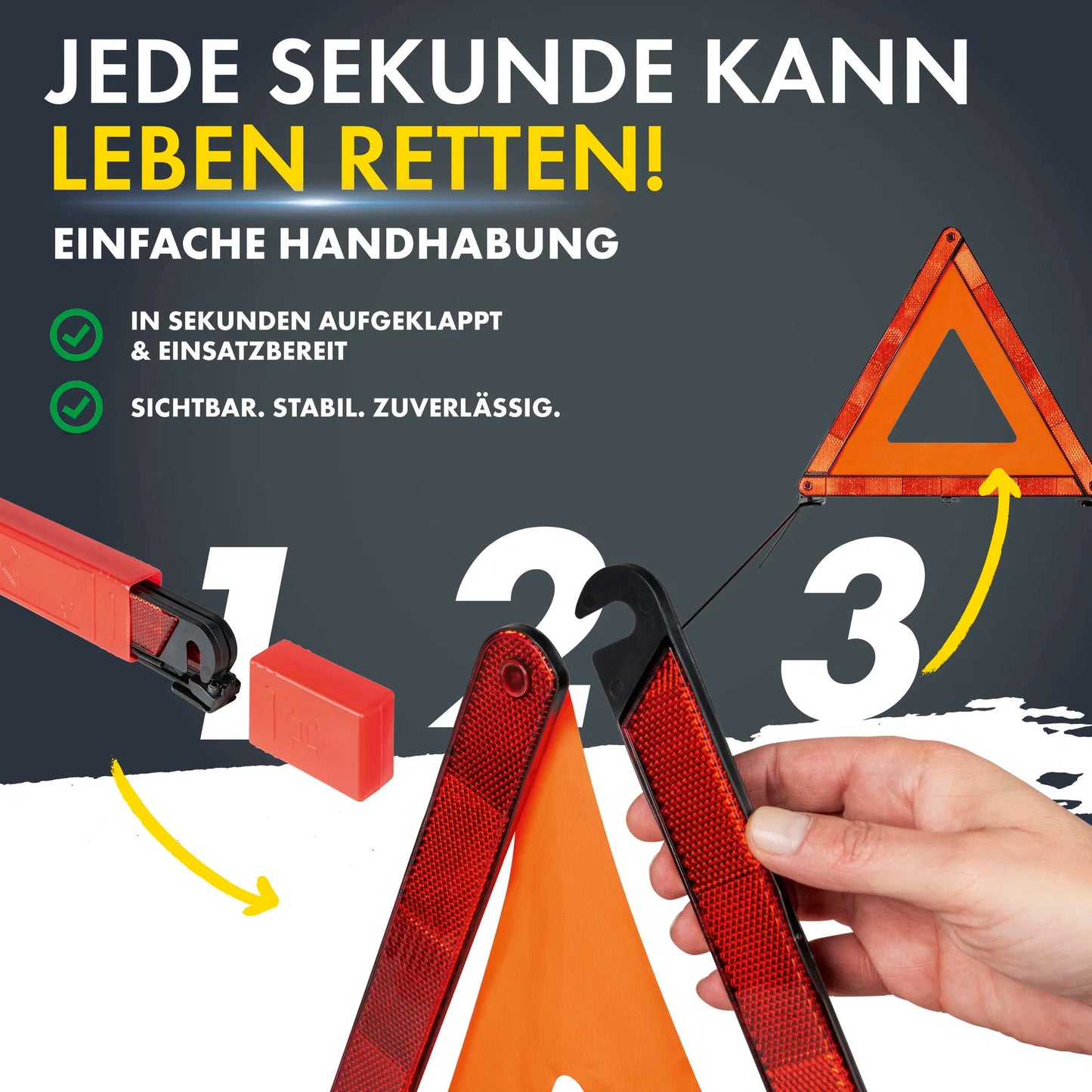 Faltbares Warndreieck Auto ECE R27 inkl. Köcher – Pannendreieck