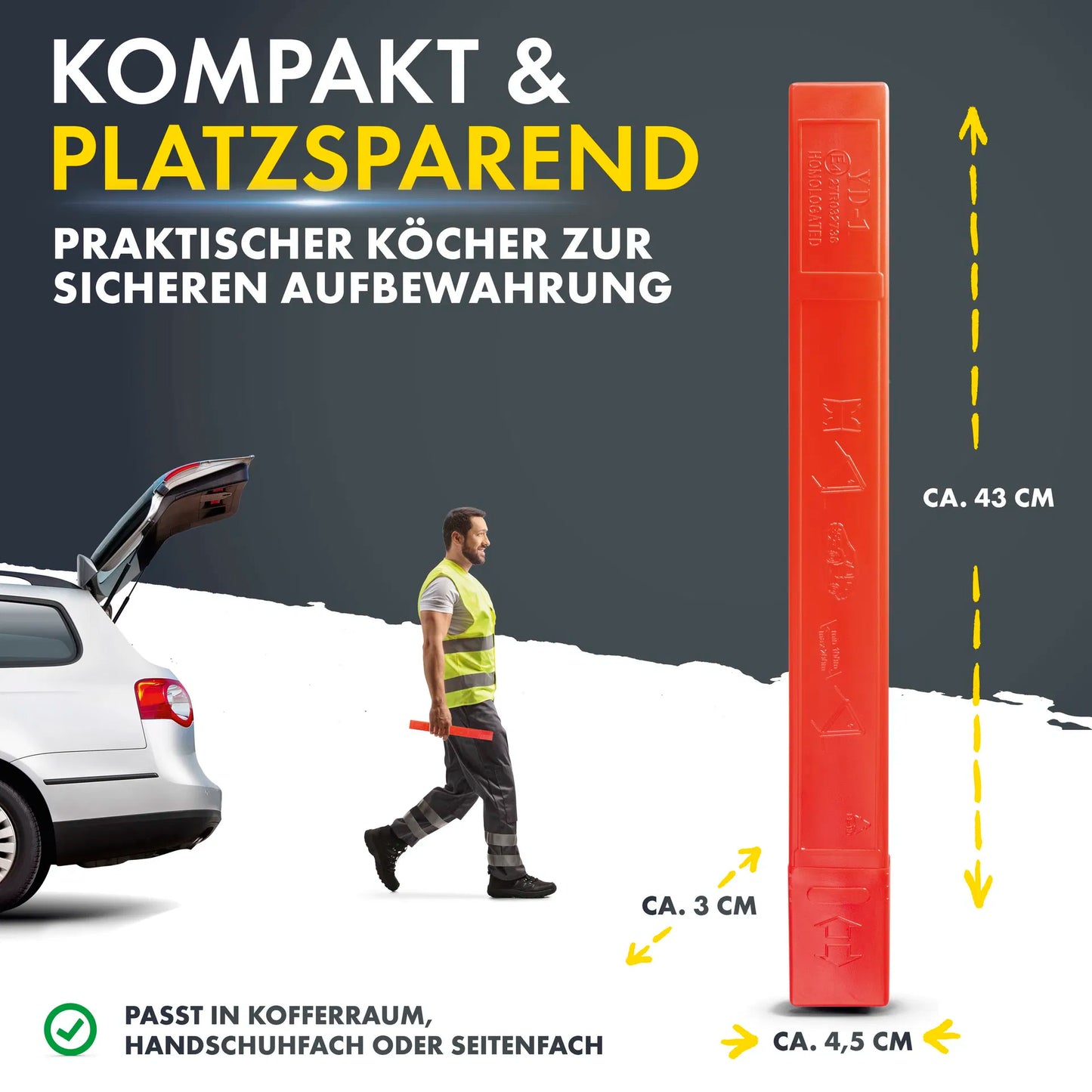 Faltbares Warndreieck Auto ECE R27 inkl. Köcher – Pannendreieck