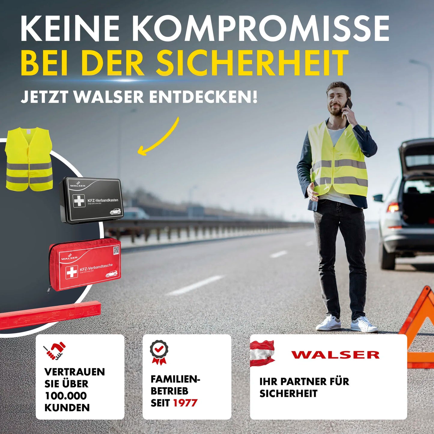 Faltbares Warndreieck Auto ECE R27 inkl. Köcher – Pannendreieck